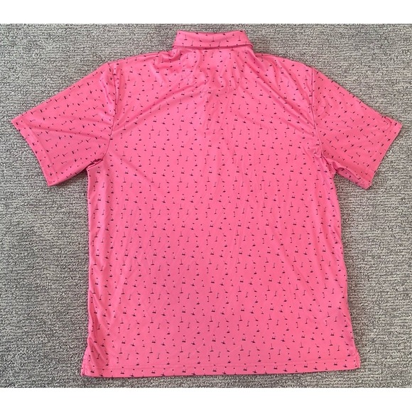 Jack Nicklaus Polo Shirt Mens XL Pink Golf‎ Flags AOP Stretch Athleisure - Picture 4 of 6